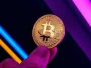 Как выбрать надежную платформу для криптотрейдинга a hand holding a bit coin in front of a neon background