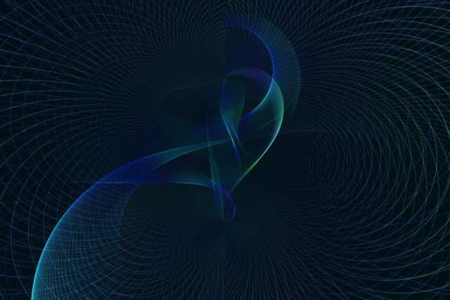 abstract, digital, dark, blue, green, lines, wireframe, spiral, futuristic, vortex, tunnel, swirl, neon, light, curve, pattern, complexity, symmetry, graphic, background, ai generated